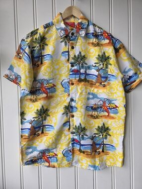 Lowes Aussie Australia Summer Hawaiian Tropical Short Sleeve Shirt Mens Medium